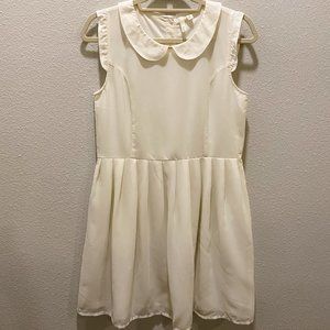 NORDSTROM Ivory Dress W/ Peter Pan Collar M